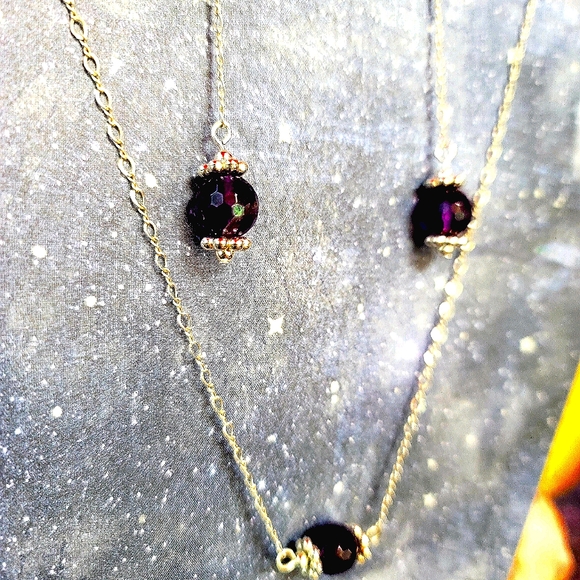 Faceted Amethyst Choker With Matching Earings - Picture 2 of 2